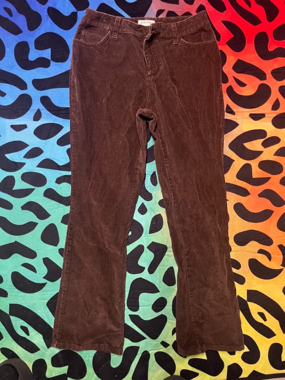 ST. JOHN’S BAY PETITE STRETCH BROWN CORDUROY BOOTCUT PANTS 8P